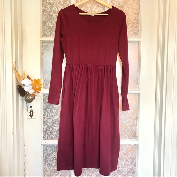 Dresses & Skirts - Reb & J Burgundy Modest Midi Dress